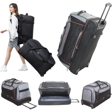 Сак с теглич и колела 135L метално шаси ( 77 x 43 x 34 см ) две нива от водоусточив плат 