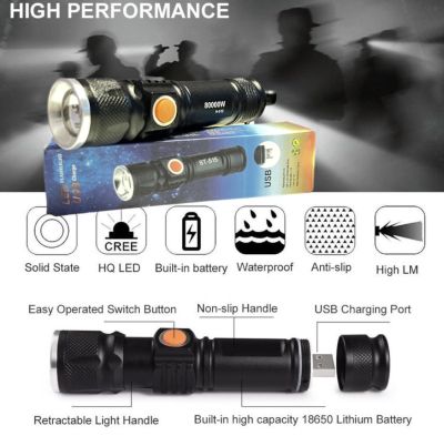 Мощен акумулаторен LED фенер USB зареждане - Енергоспестяващ | За Къмпинг и Туризъм