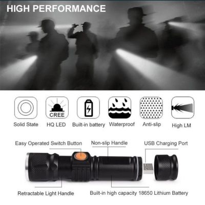 Мощен акумулаторен LED фенер USB зареждане - Енергоспестяващ | За Къмпинг и Туризъм