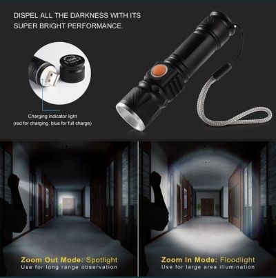 Мощен акумулаторен LED фенер USB зареждане - Енергоспестяващ | За Къмпинг и Туризъм