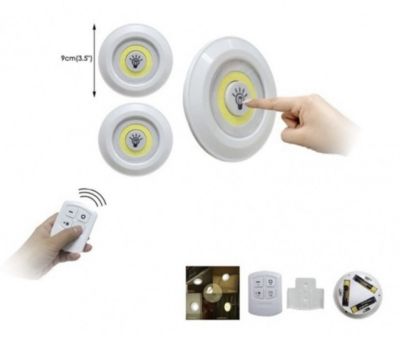 Комплект от 3 безжични LED лампи с дистанционно управление и таймер за регулиране на яркостта.