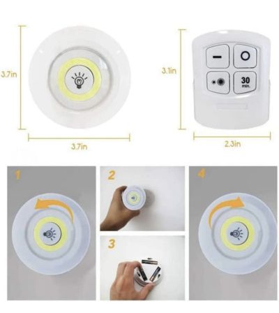 Комплект от 3 безжични LED лампи с дистанционно управление и таймер за регулиране на яркостта.