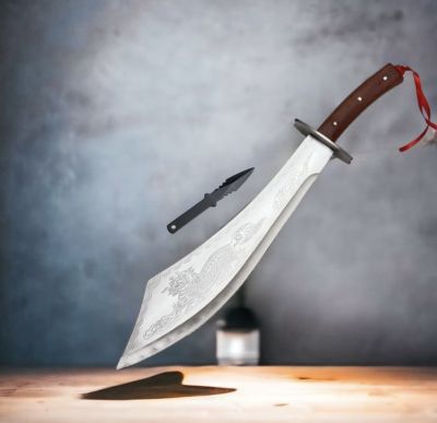Азиатско мачете Кукри с тактическа кама за хвърляне – Перфектният инструмент за оцеляване 53