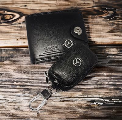 Луксозен мъжки комплект портфейл ключодържател за BMW Audi Mercedes