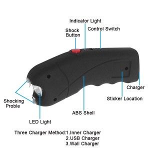 Електрошок мощен с LED фенер за самозащита компактен (USB)