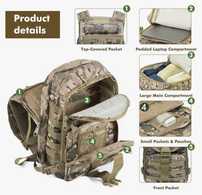 Водоустойчива тактическа раница 25L – Military MOLLE за оцеляване