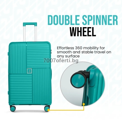 Комплект куфара 3 броя полипропилен със spinner колела 360° Черен