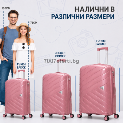 Комплект куфари 3бр New York – полипропилен, колела 360° 