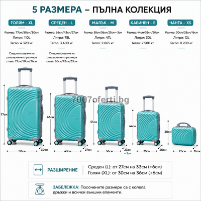 Комплект куфари 5 части от поликарбонат със spinner колела 360° TR ORANGE